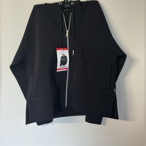 Source Unknown Black Hooded Ribbed Zip-Up Jacket